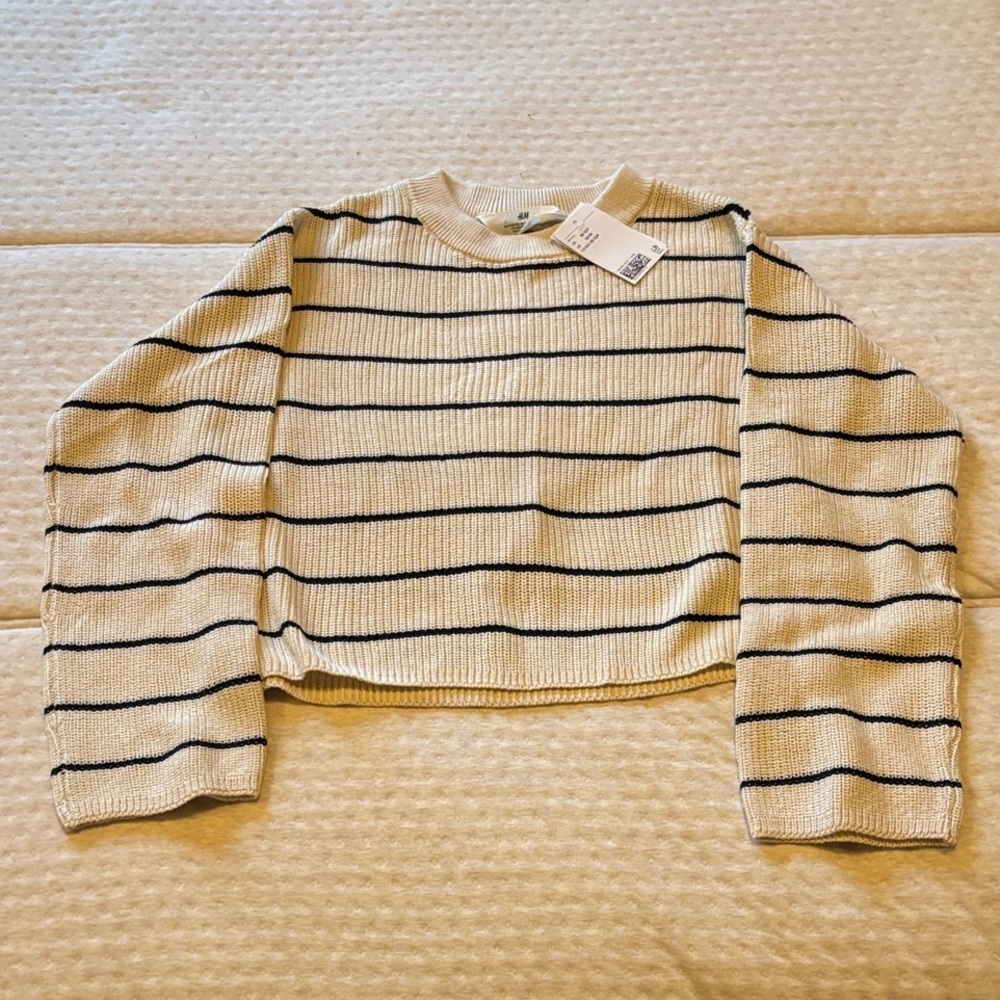 H&M Girls Cream and Black Knit Sweater